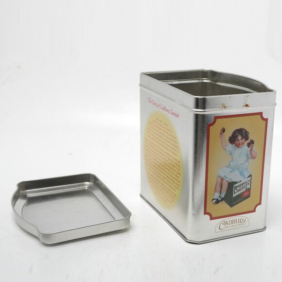 Vintage Cadbury Chocolate Biscuits Tin Silver Retro Display Collectable Decor - Picture 6 of 8
